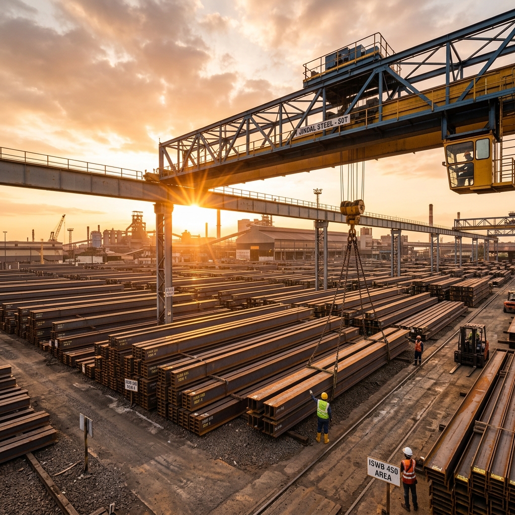 Mild Steel Beams stacked in steel stockyard warehouse - Mildsteelbeam.com